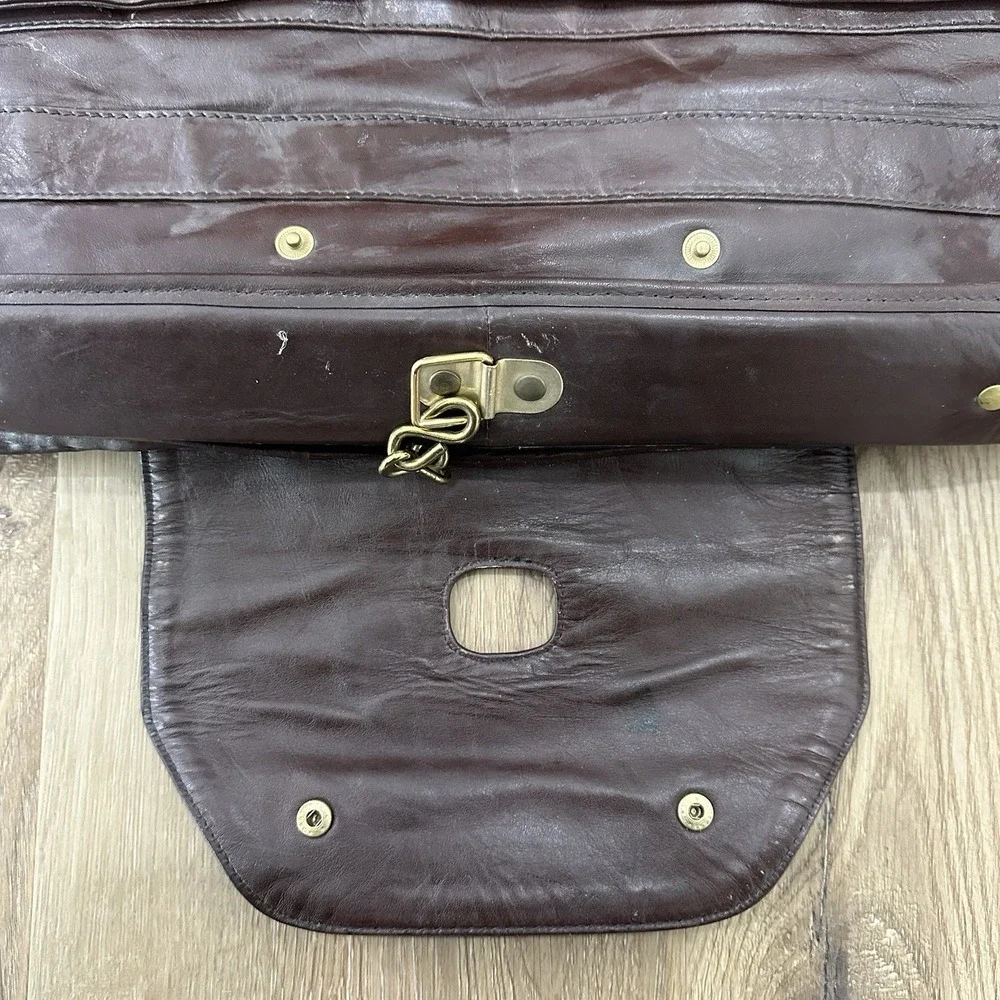 Vintage Simon of California Leather Folding Garment Bag Deep Brown 19-39